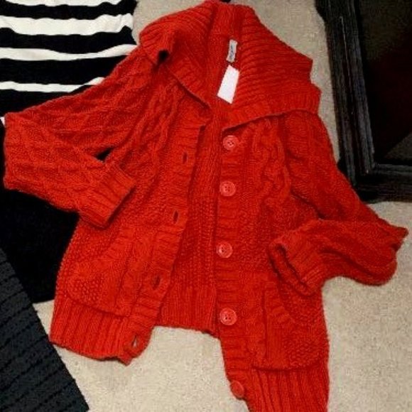Caslon Sweaters - Dark Apricot Caslon Cable Knit Big Button Sweater Cardigan - NWT - Nordstrom